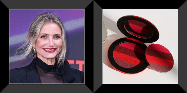 cameron diaz at back in action berlin special screening, red lip suede palette from westman atelier