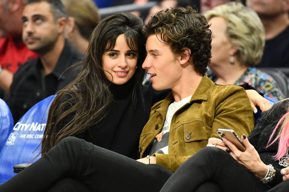 camila cabello and shawn mendes at a los angeles clippers game while they were dating