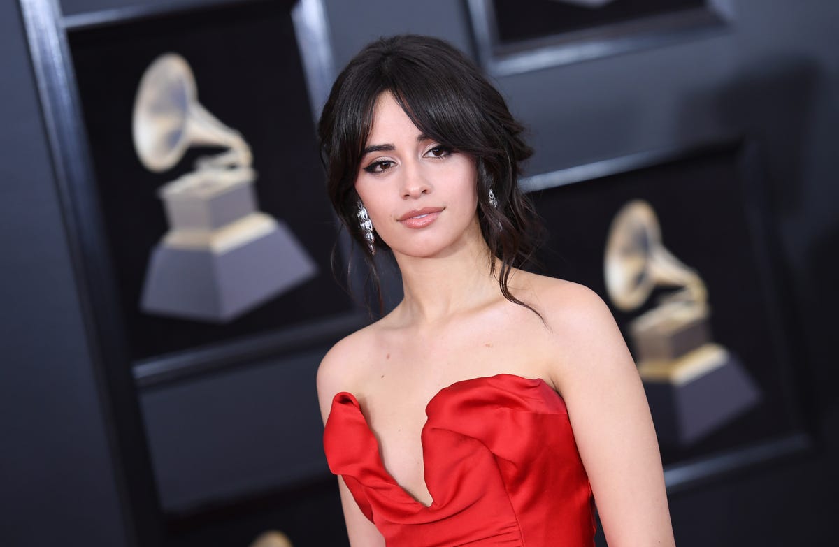 Camila Cabello Fixes Boobs at 2018 Grammys - Camila Cabello Grammy Awards  2018 Dress