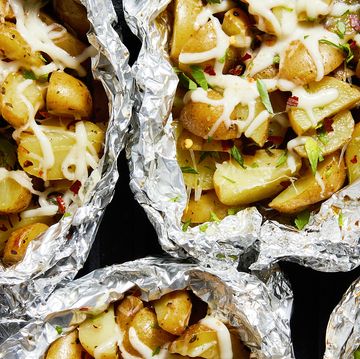 cheesy potatoes in a foil pack