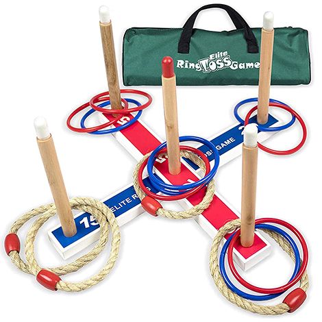 Kikkerland Huckleberry Horseshoes, Tossing Game, Cast Iron, Set of 4,  Outdoor Activities for Family, Kids and Adults Fun Activity for Party,  Camping