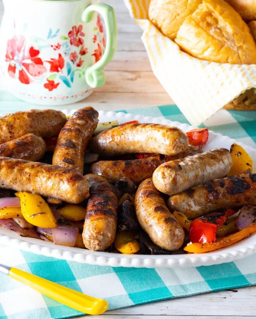 grilled sausages peppers for camping