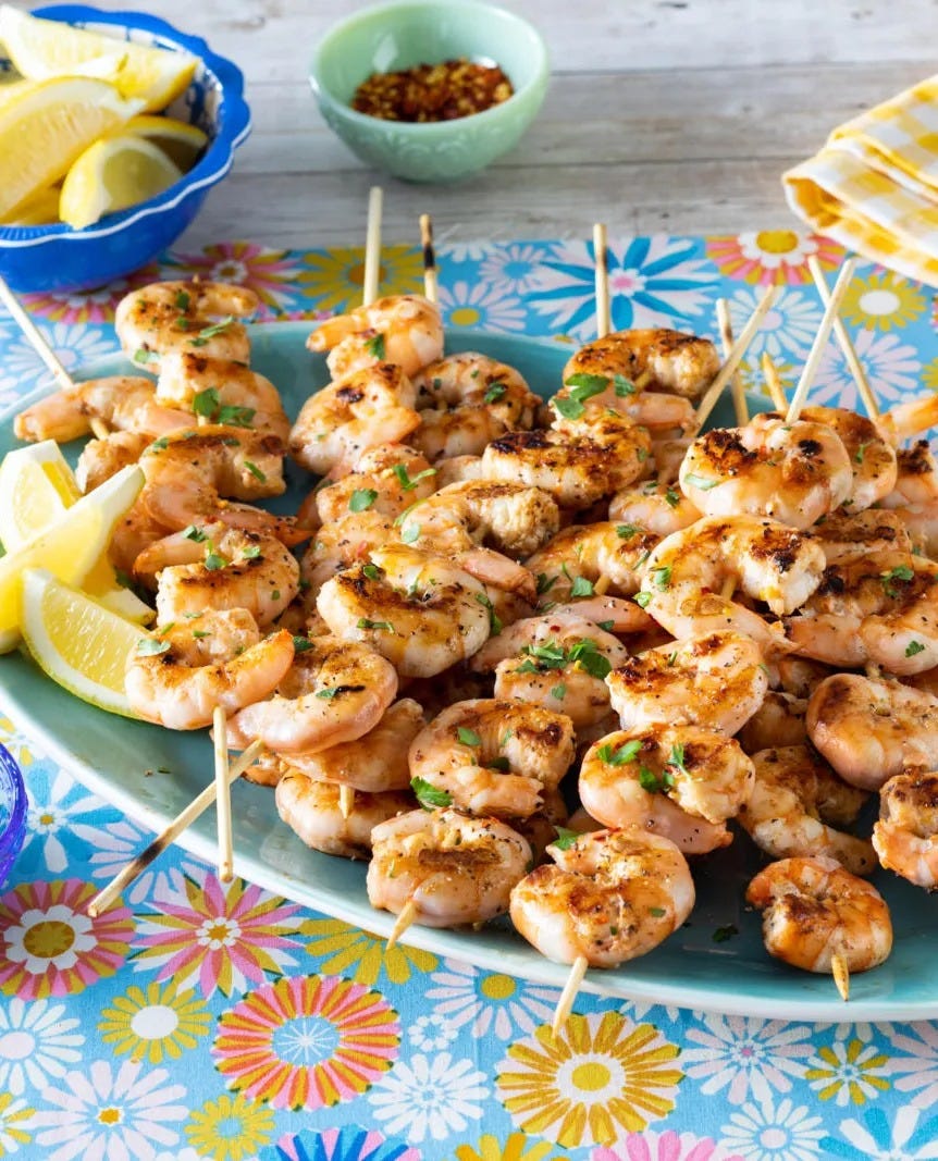 grilled shrimp skewers for camping