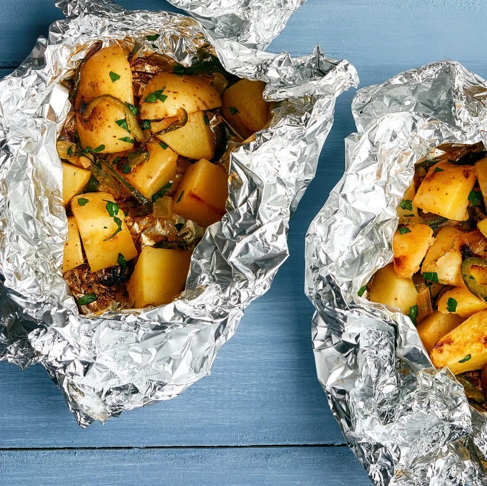 potato poblano bundles for camping