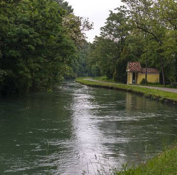 canal naviglio martesana near the town of canonica d'adda in north italy.