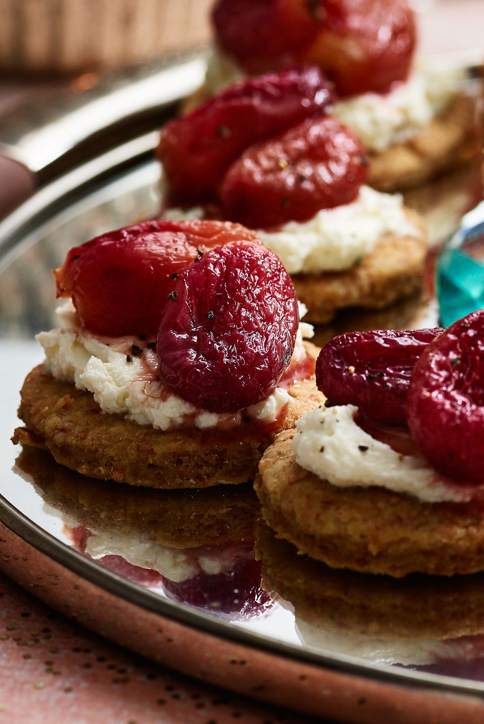 best canape recipes roasted grape and goat's cheese digestives