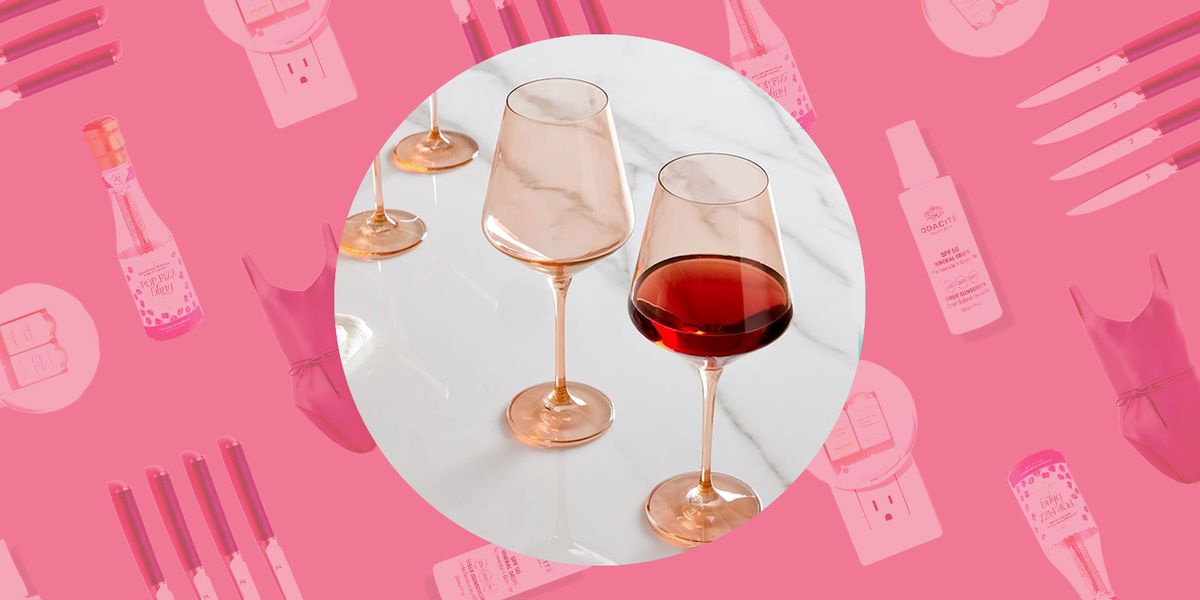 pink stem wine glasses