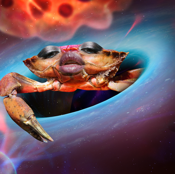 a crab with a human face in the sky