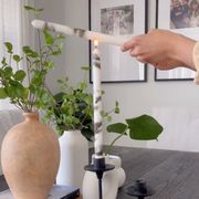 taper candle white marble diy