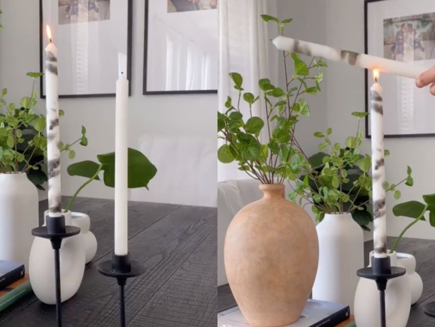 DIY Marble Vase & Candle Holder Hack! #diy #fyp #decor #decortok