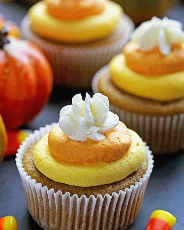 pumpkin candy corn cupcakes