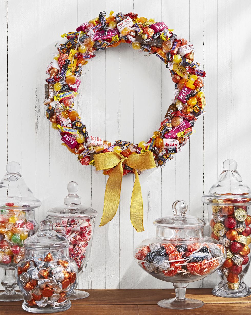 wreath made from vintage candy