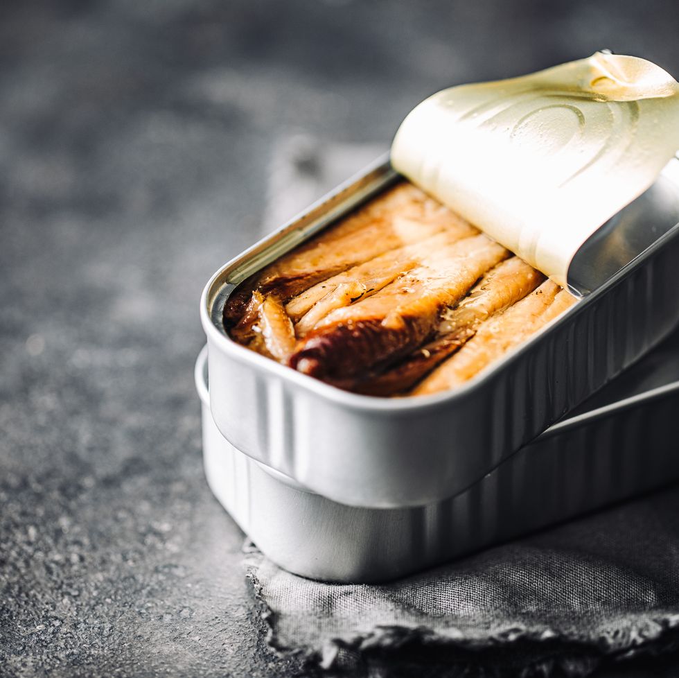 canned sardine on kitchen table