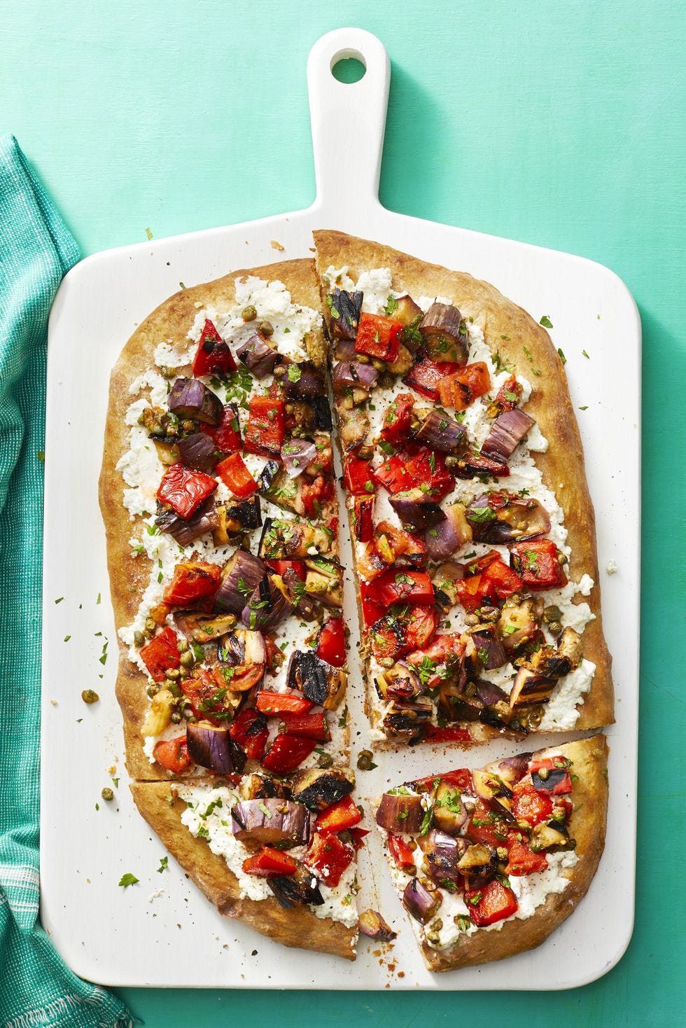 meatless dinner ideas - caponata flatbread