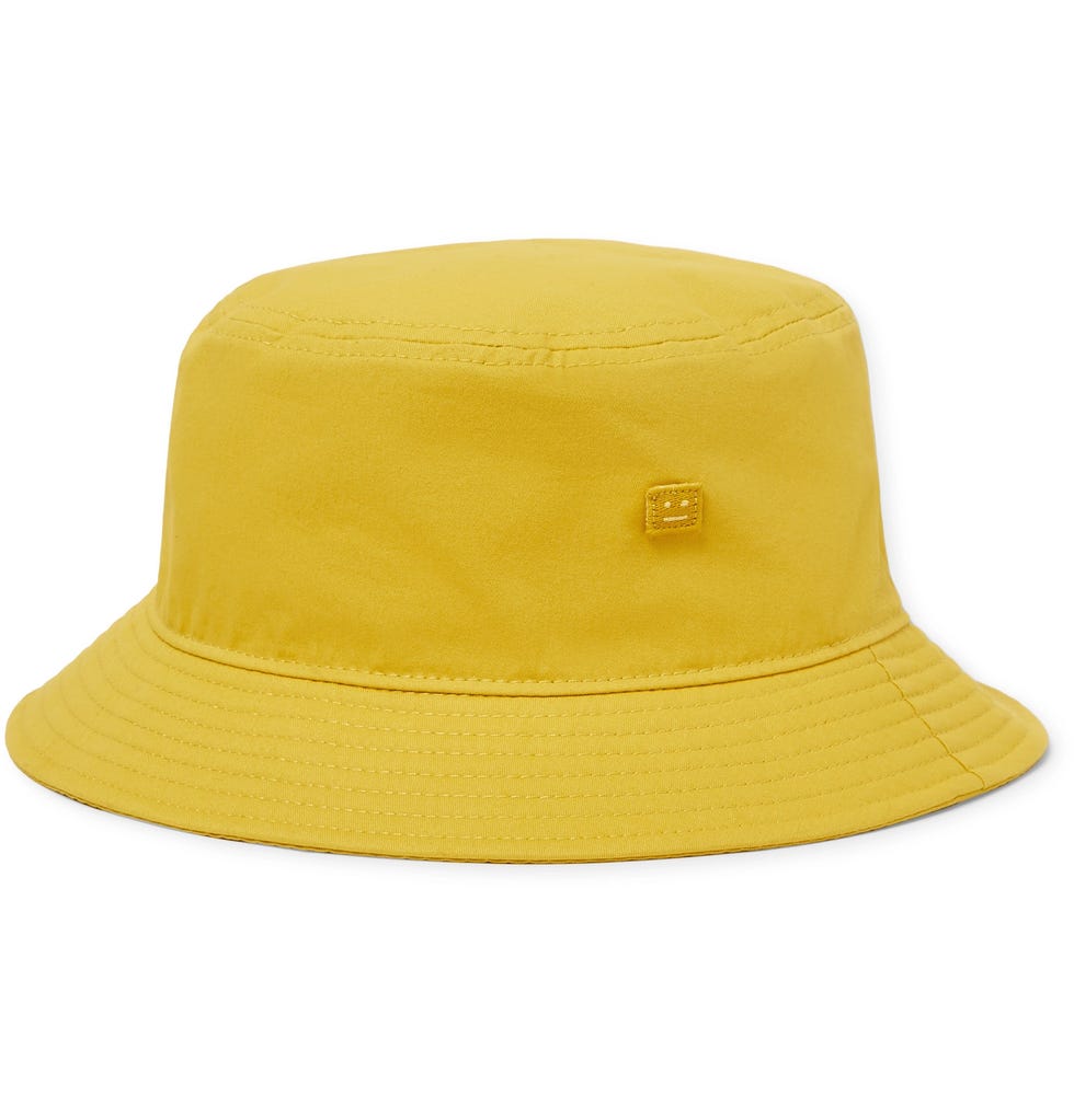 Cappello da Pescatore con Logo con Testo da Uomo in giallo