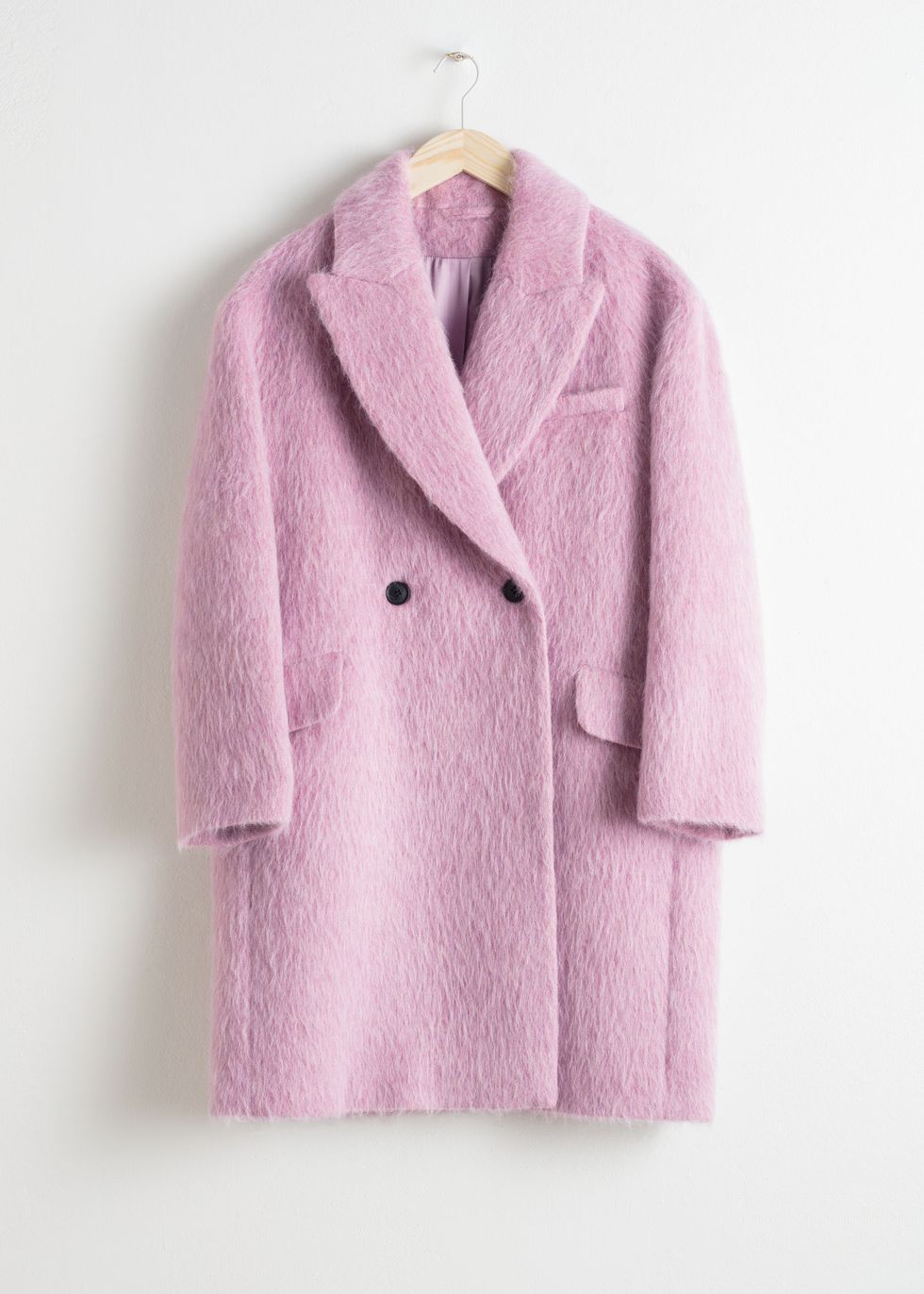Clothing, Pink, Outerwear, Coat, Sleeve, Overcoat, Robe, Magenta, Jacket, Collar, 