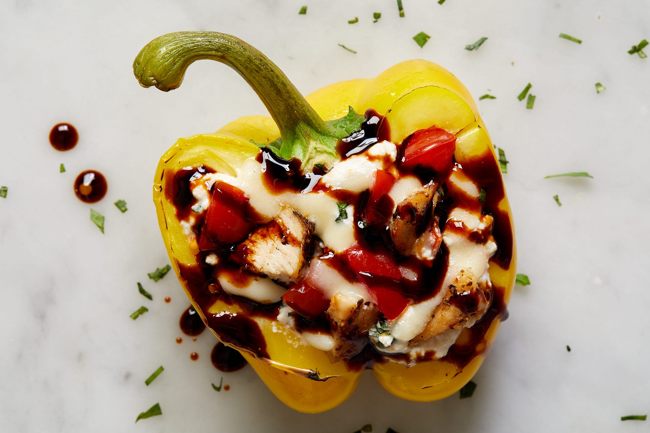 Caprese Chicken-Stuffed Peppers