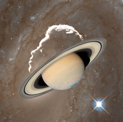 the planet saturn merges with a man's face