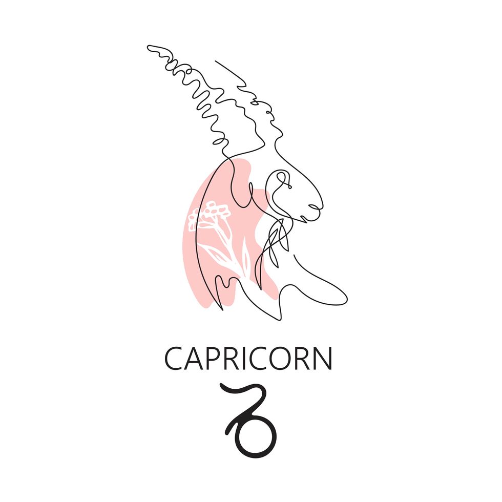 capricorn zodiac sign one line vector illustration in the style of minimalism continuous line