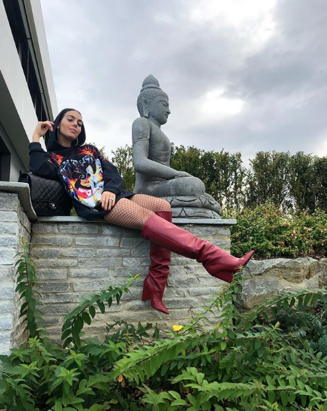 georgina rodriguez botas altas rojas