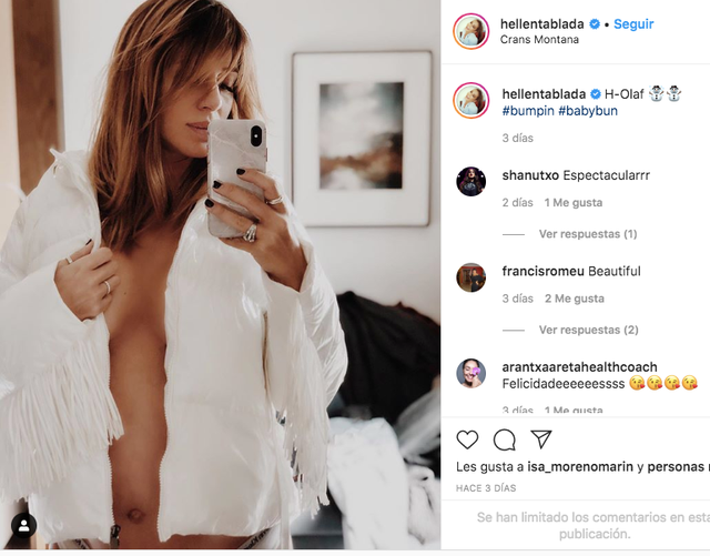Elena Tablada se desnuda en Instagram en la recta final de su embarazo