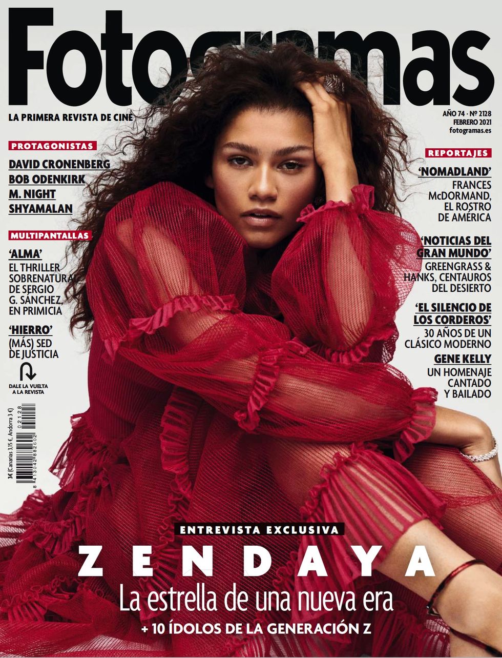 zendaya en la portada de la revista fotogramas de febrero de 2021