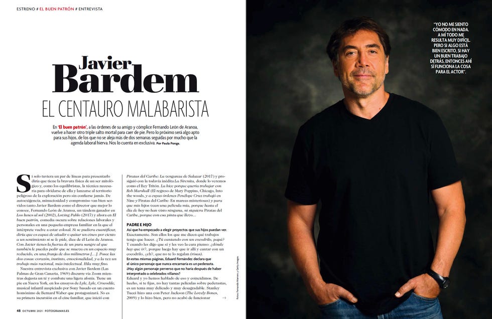 javier bardem en el número de fotogramas de octubre de 2021