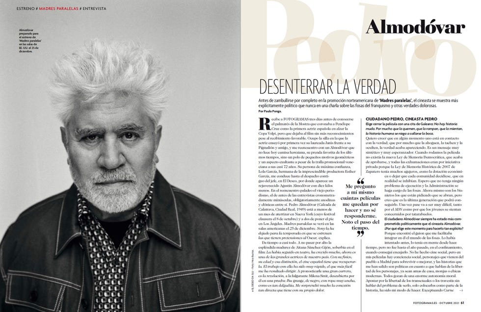 pedro almodóvar en el número de fotogramas de octubre de 2021