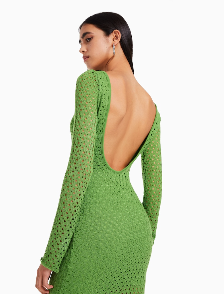 El vestido de crochet verde Bershka de éxito