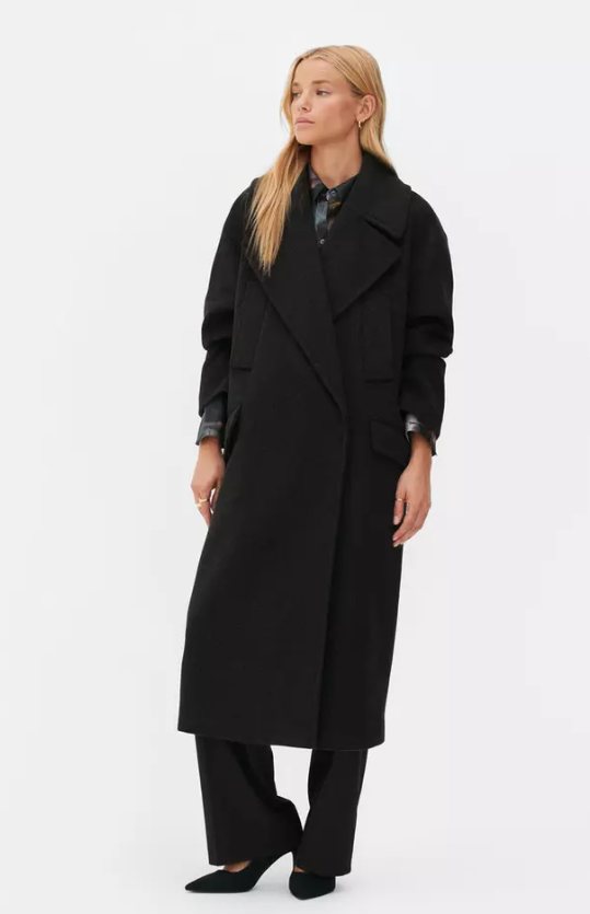 abrigo lana largo negro