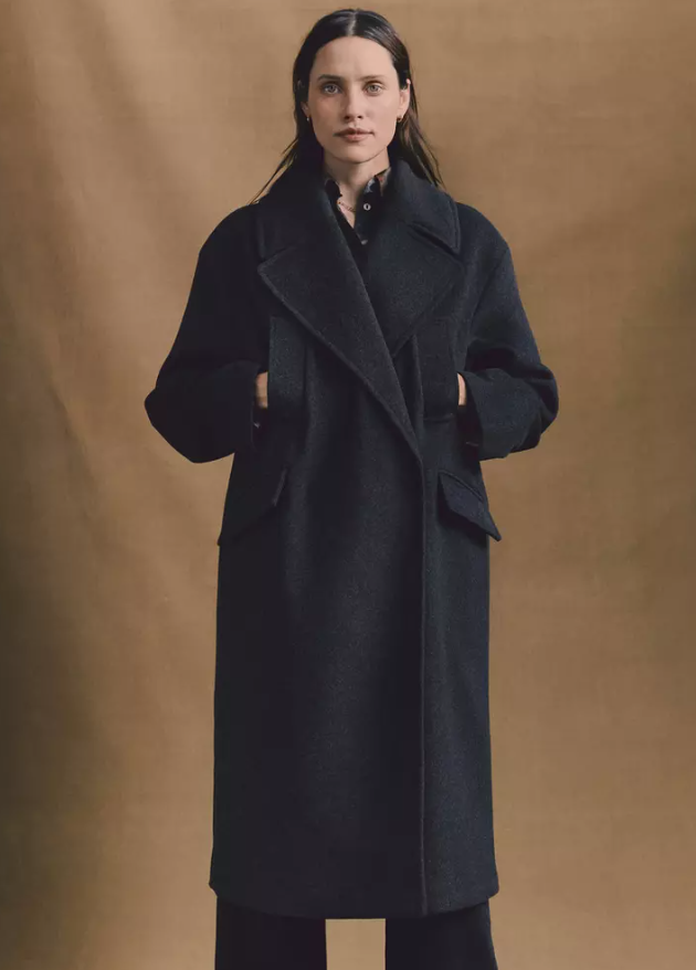 abrigo lana largo negro