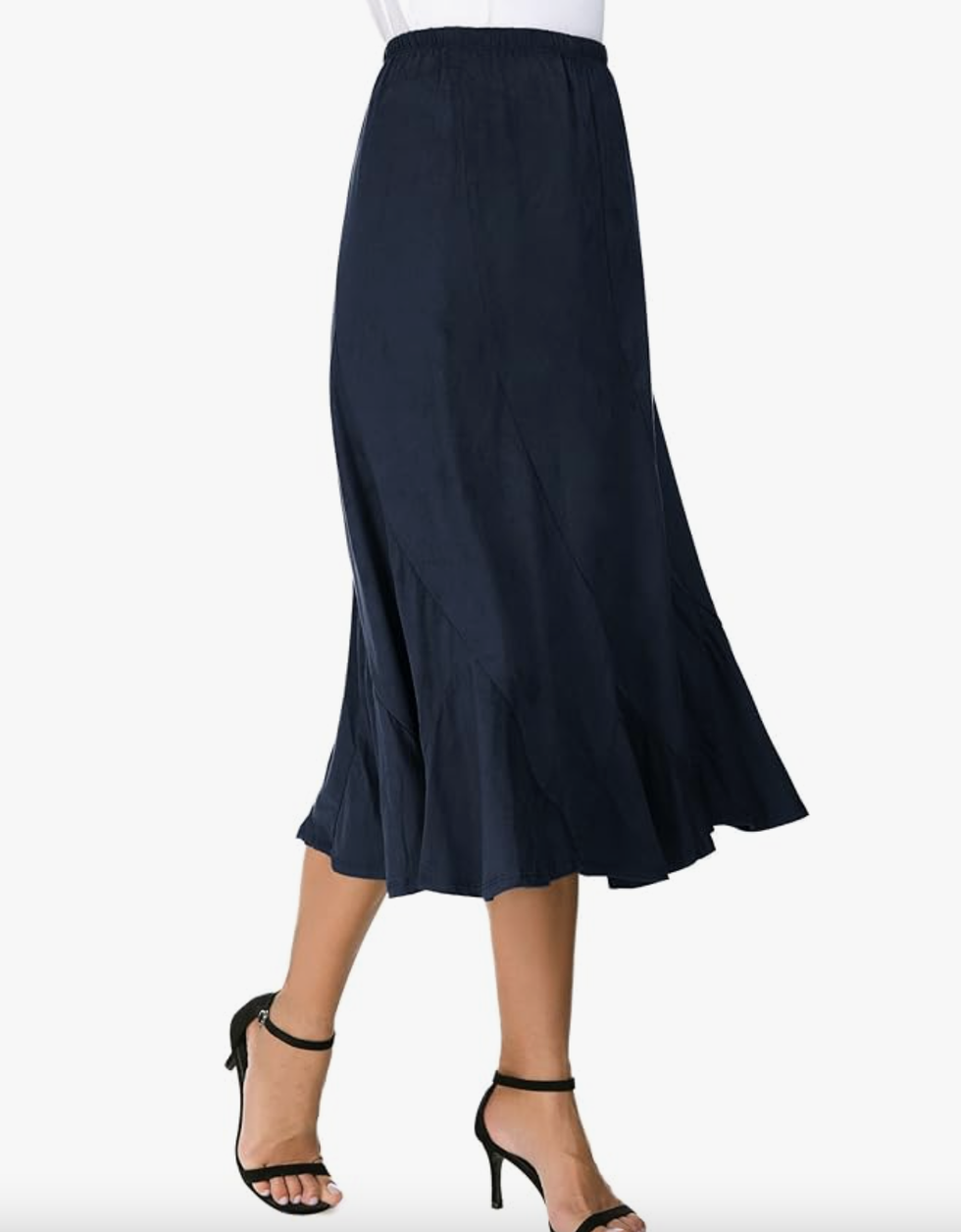 falda midi azul marino de lino de amazon