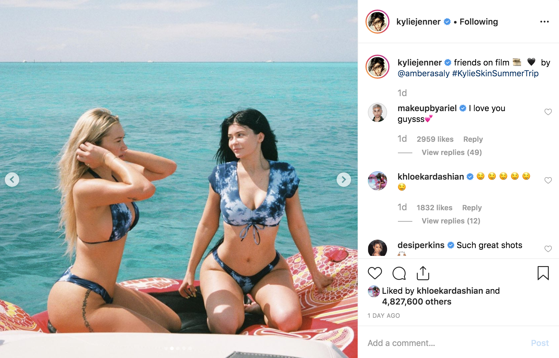 Kylie Jenner wore a swimsuit as a top