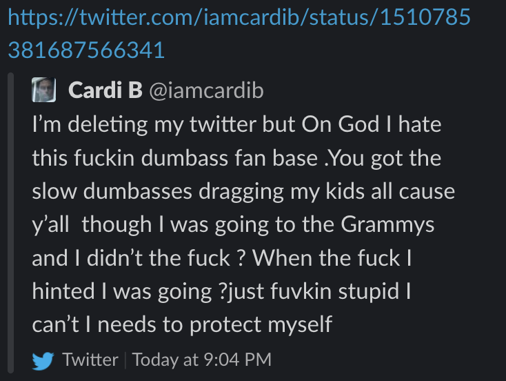 Why Cardi B Deleted Her Twitter After Skipping Grammys 2022