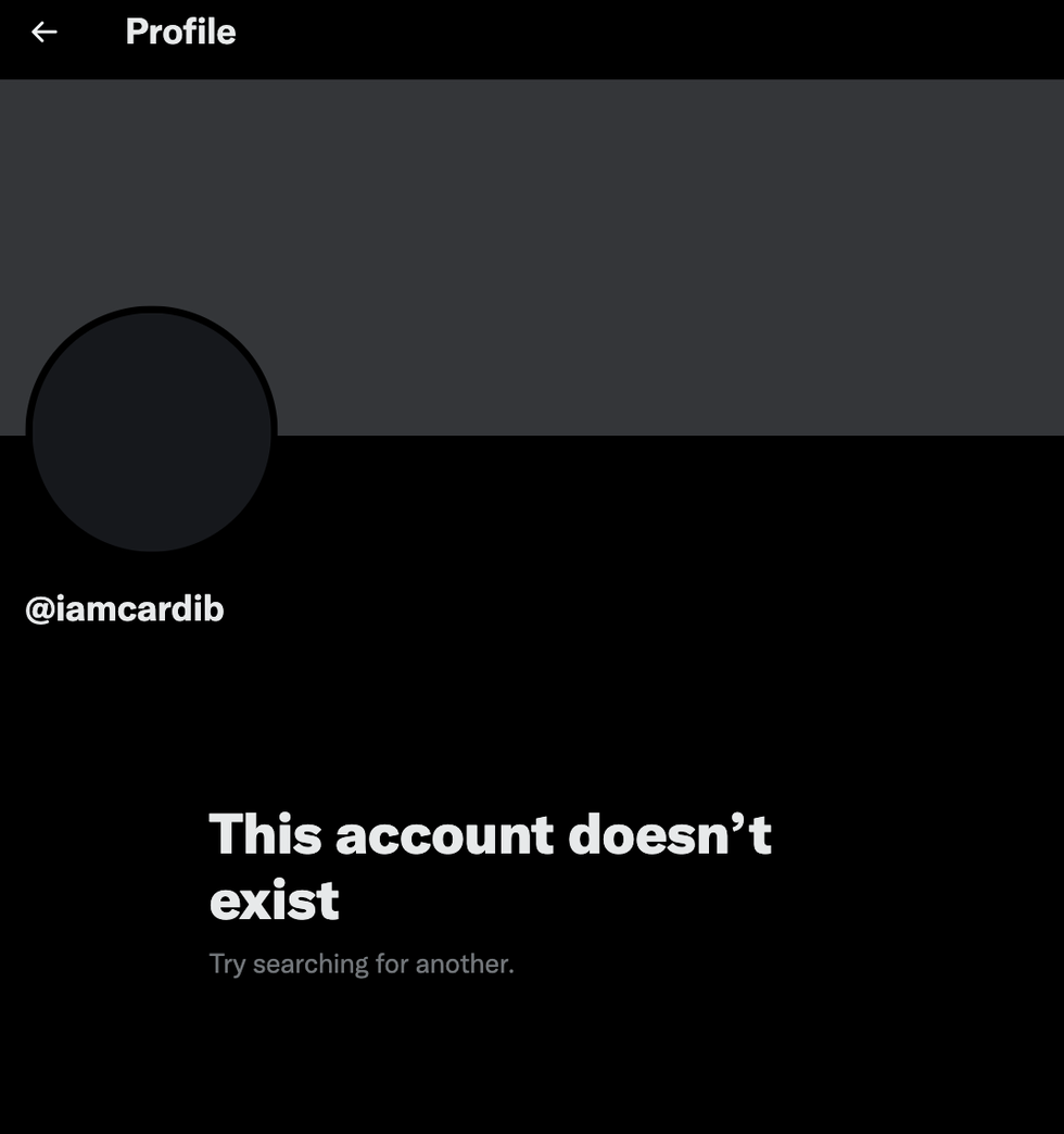 cardi b's deactivated twitter