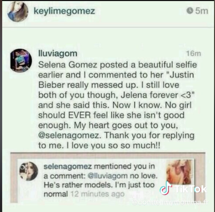 selena gomez's comments on justin