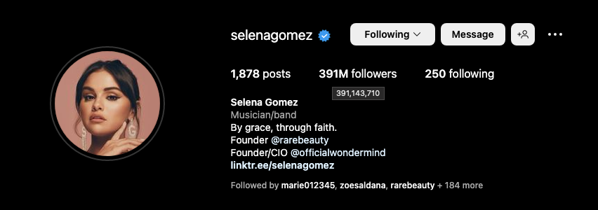 Selena Gomez Instagram Followers Statistics / Analytics - SPEAKRJ