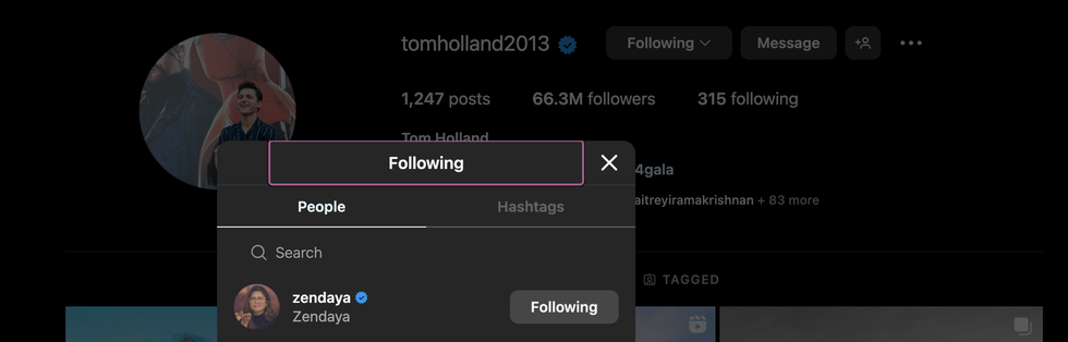 tom holland still following zendaya