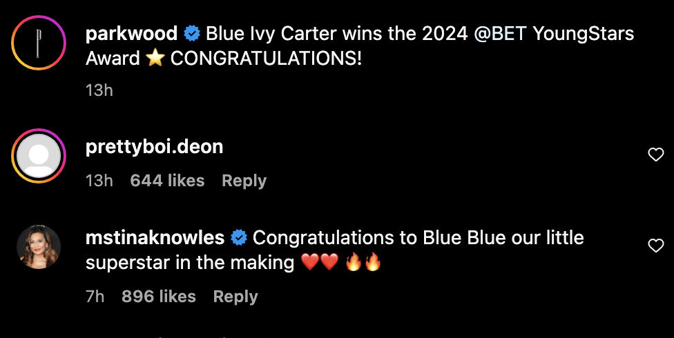 tina knowles congratulating blue ivy carter