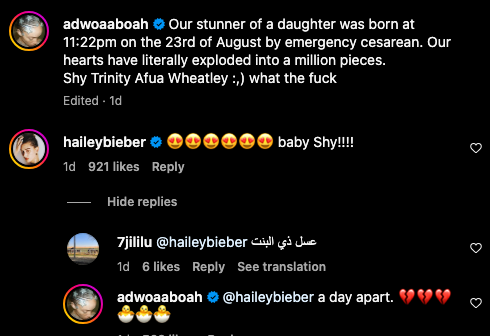 adwoa and hailey revealing their children’s birth dates﻿