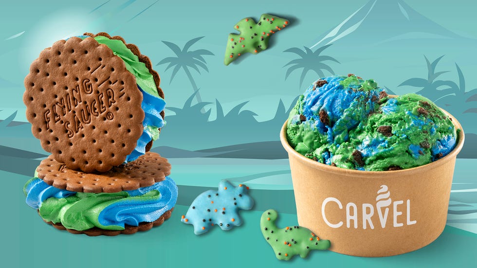 dessert items featuring colorful ice cream and cookie sandwiches