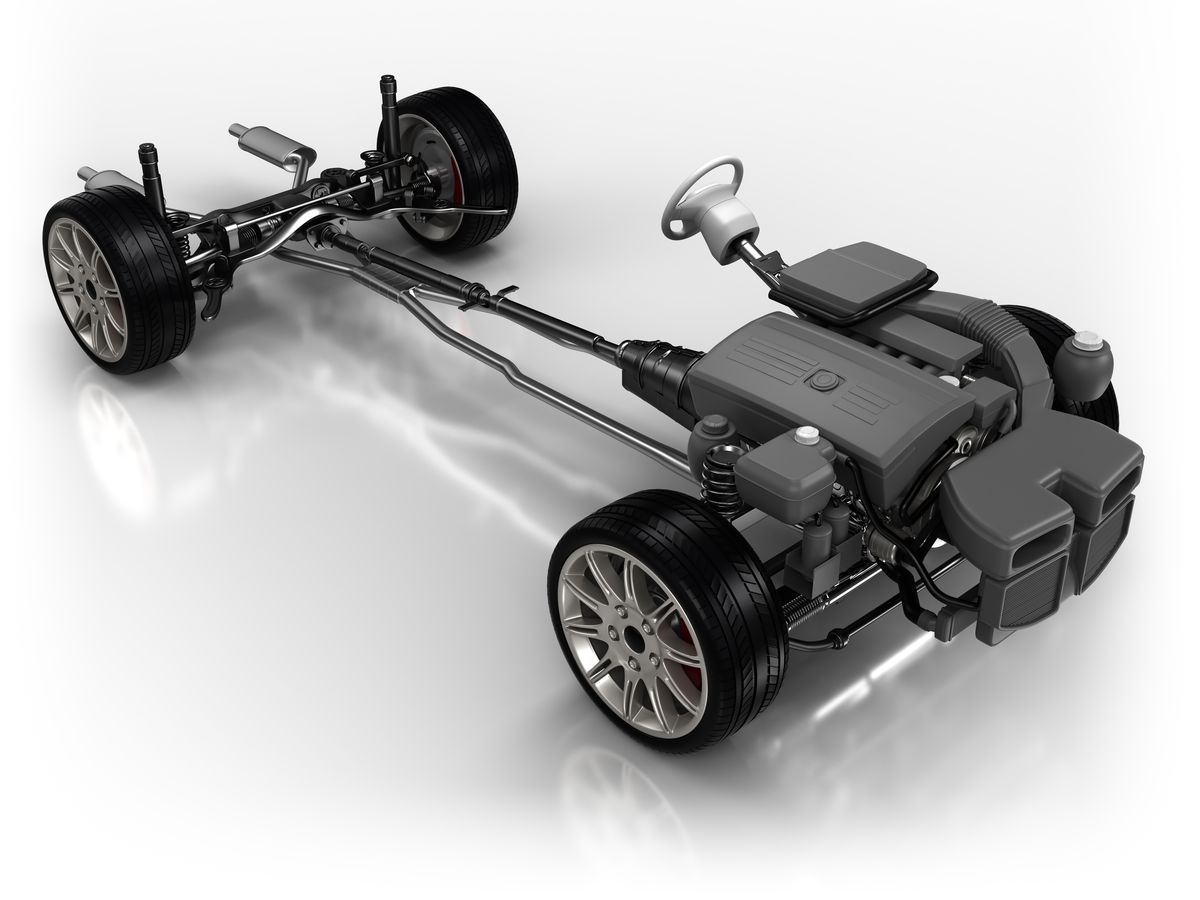 Car chassis - isolated on white with clipping path