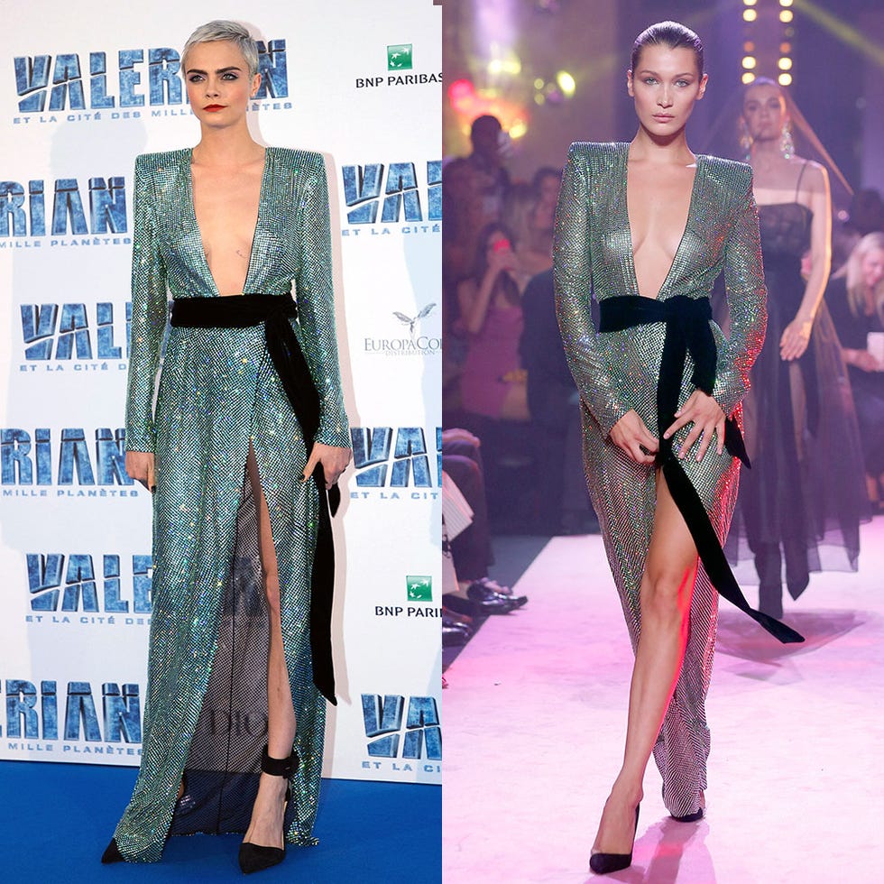 Cara Delevingne and Bella Hadid wearing the same dress