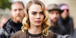 paris, france   february 25 cara delevingne is seen, outside dior, during paris fashion week   womenswear fallwinter 20202021, on february 25, 2020 in paris, france photo by edward berthelotgetty images