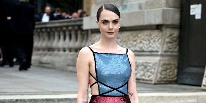 Cara Delevingne’s Shimmering Gucci Gown Tweaked a Classic Color Combo