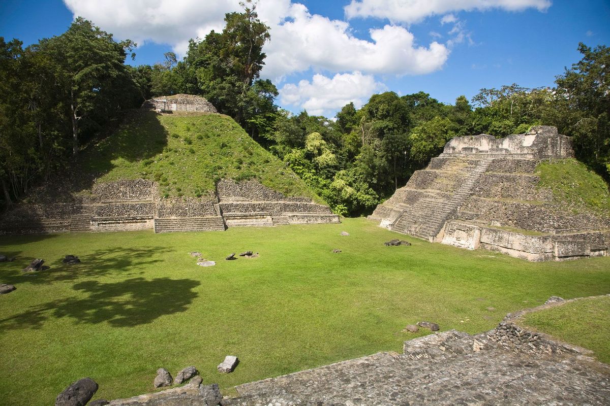 Veel van de bouwwerken van Caracol zijn uitgegraven en verstevigd en open voor het publiek Andere liggen verborgen onder aarde en bomen