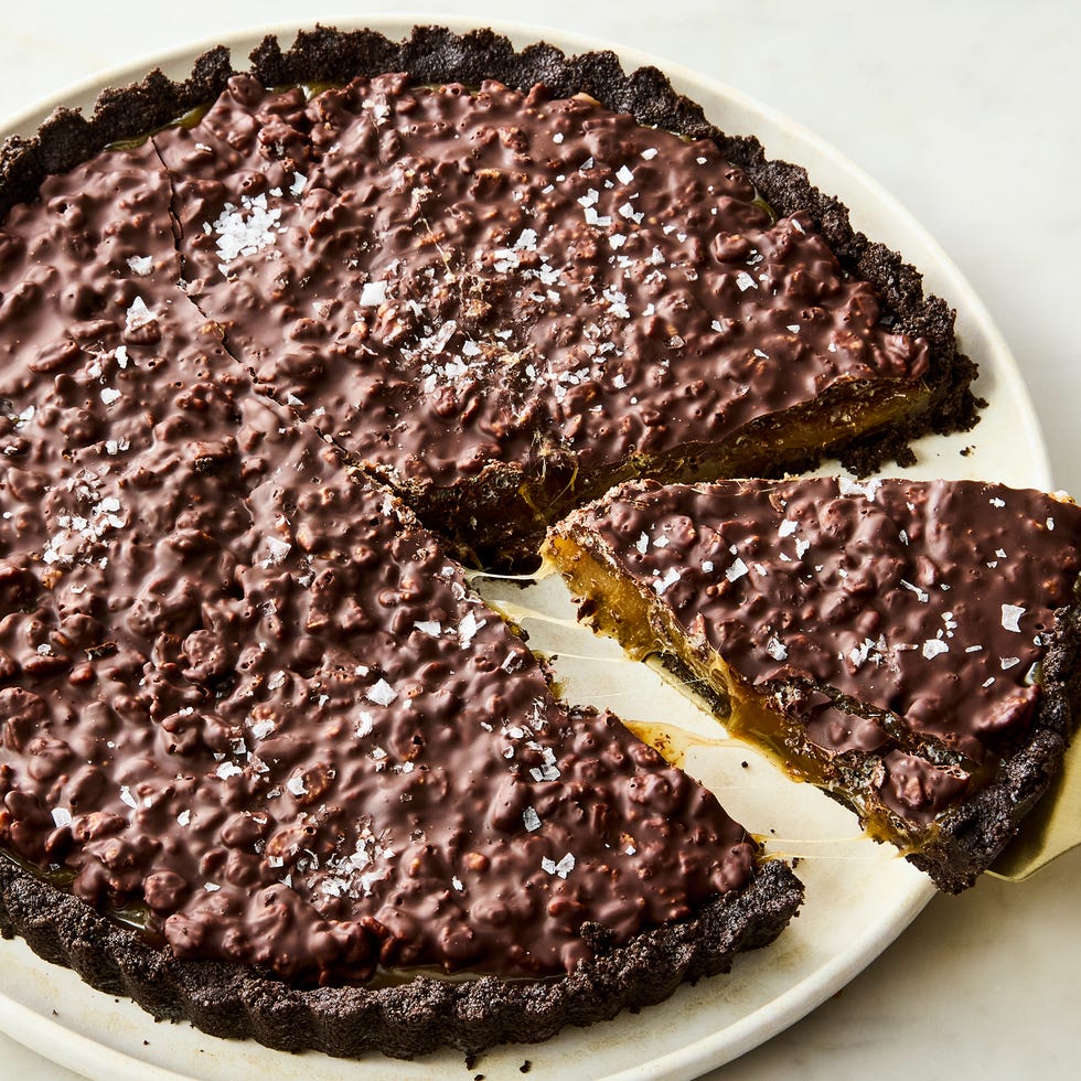 chocolate tart with a caramel middle
