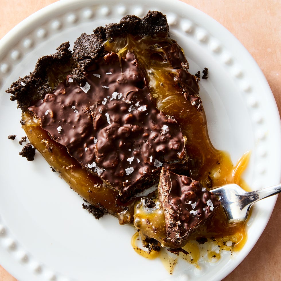chocolate tart with a caramel middle
