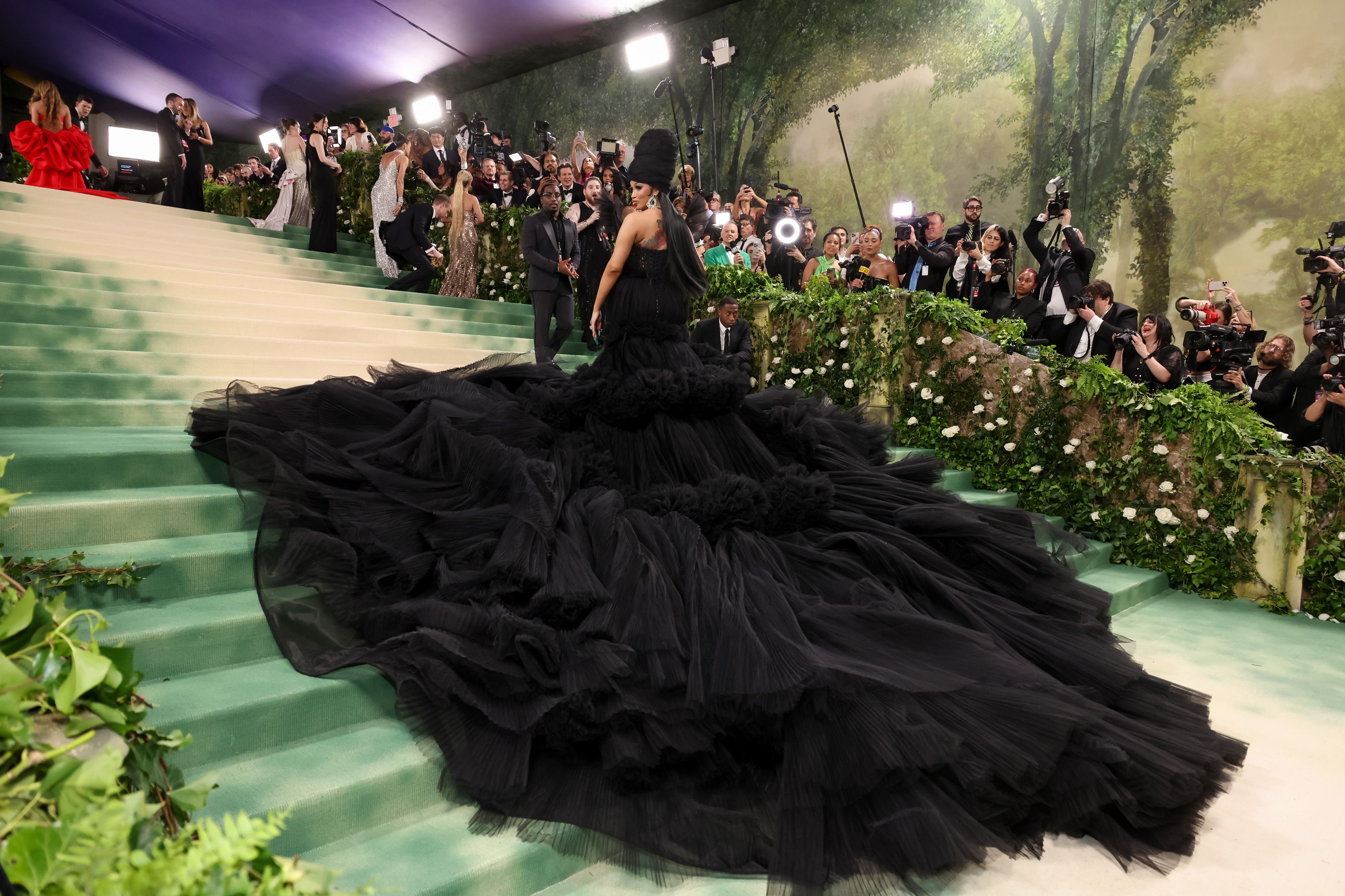 Cardi B Wears Voluminous Black Windowsen Gown at the 2024 Met Gala