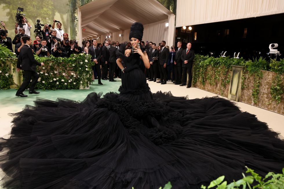 Cardi B Wears Voluminous Black Windowsen Gown at the 2024 Met Gala